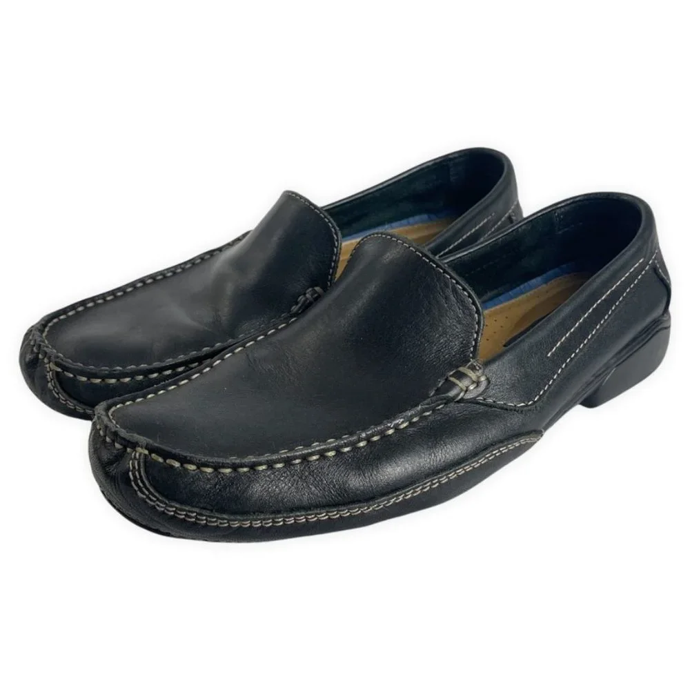 Giorgio Brutini‎ Mens Sz 11 Black Driving Moc Loafer Leather Vtg