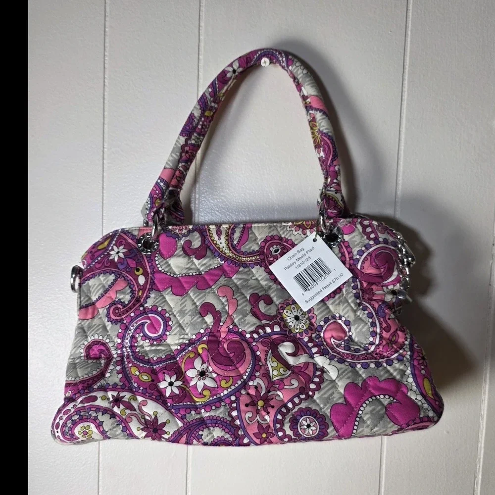 Vera Bradley Paisley Chain Bag Pink Quilted Shoulder Handbag Purse