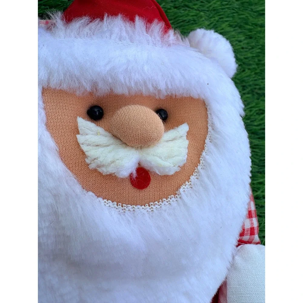 Vintage Hot‎ Mitt King Santa Mrs Claus Christmas Oven Mitt Set Red Gingham Retro