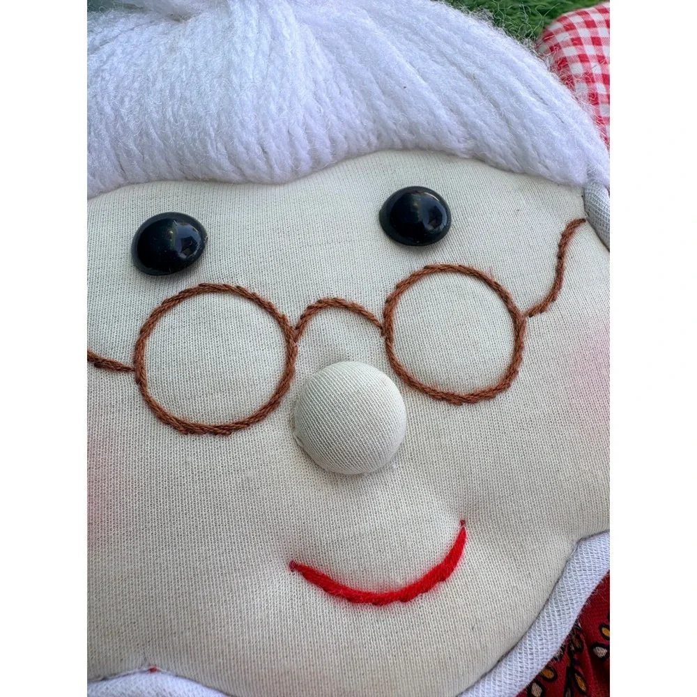 Vintage Hot‎ Mitt King Santa Mrs Claus Christmas Oven Mitt Set Red Gingham Retro