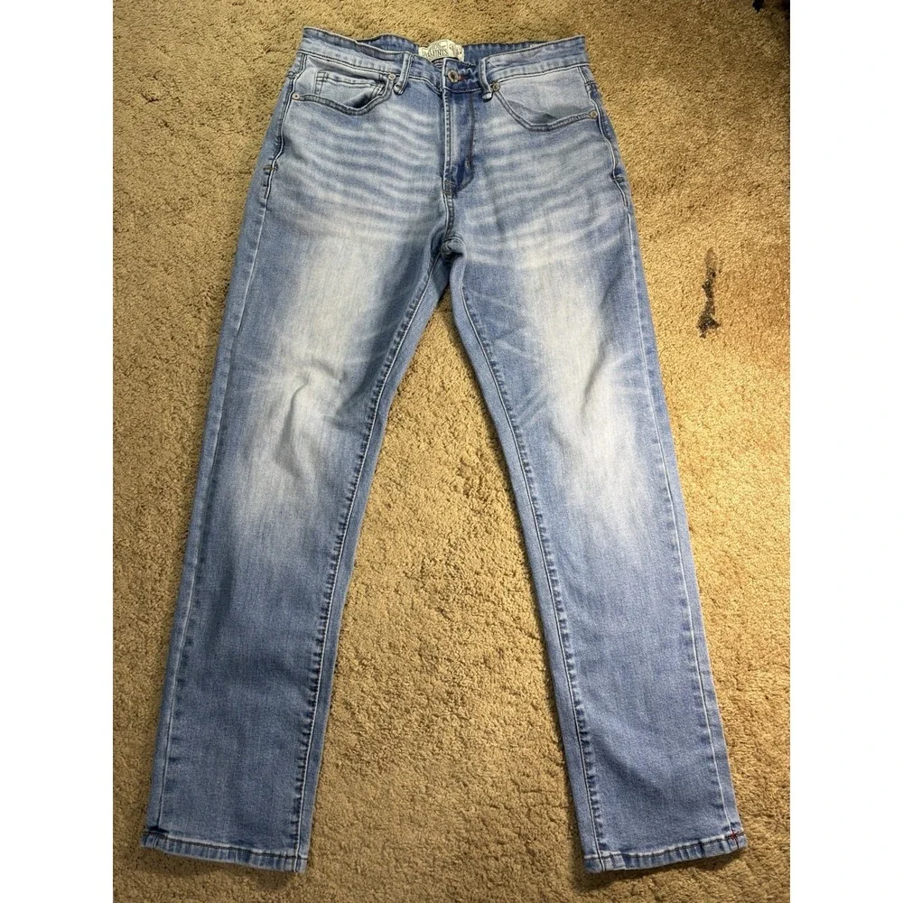 Nation of Saints Jeans Men 32x30 Slim Stretch Blue Straight Leg Low Rise Preppy