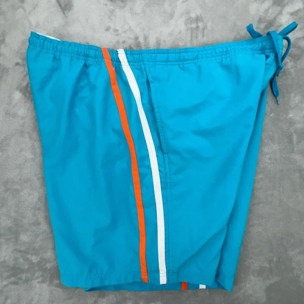 Sand N‎ Sun Mens Swim Trunks Turquoise Blue Orange White Stripe Board Shorts XL