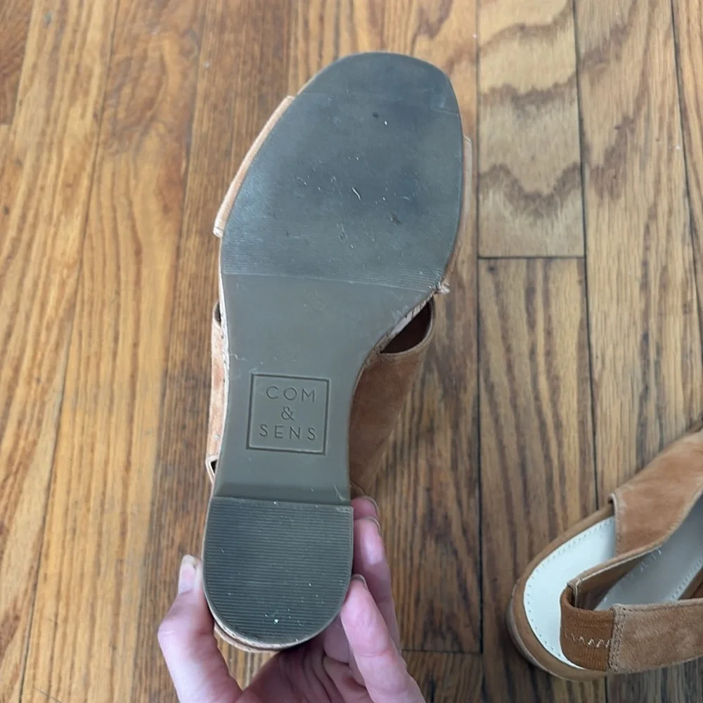 Com &‎ Sens Missy Slingback Suede Cork Wedge Sandal Shoe Tan size 7.5