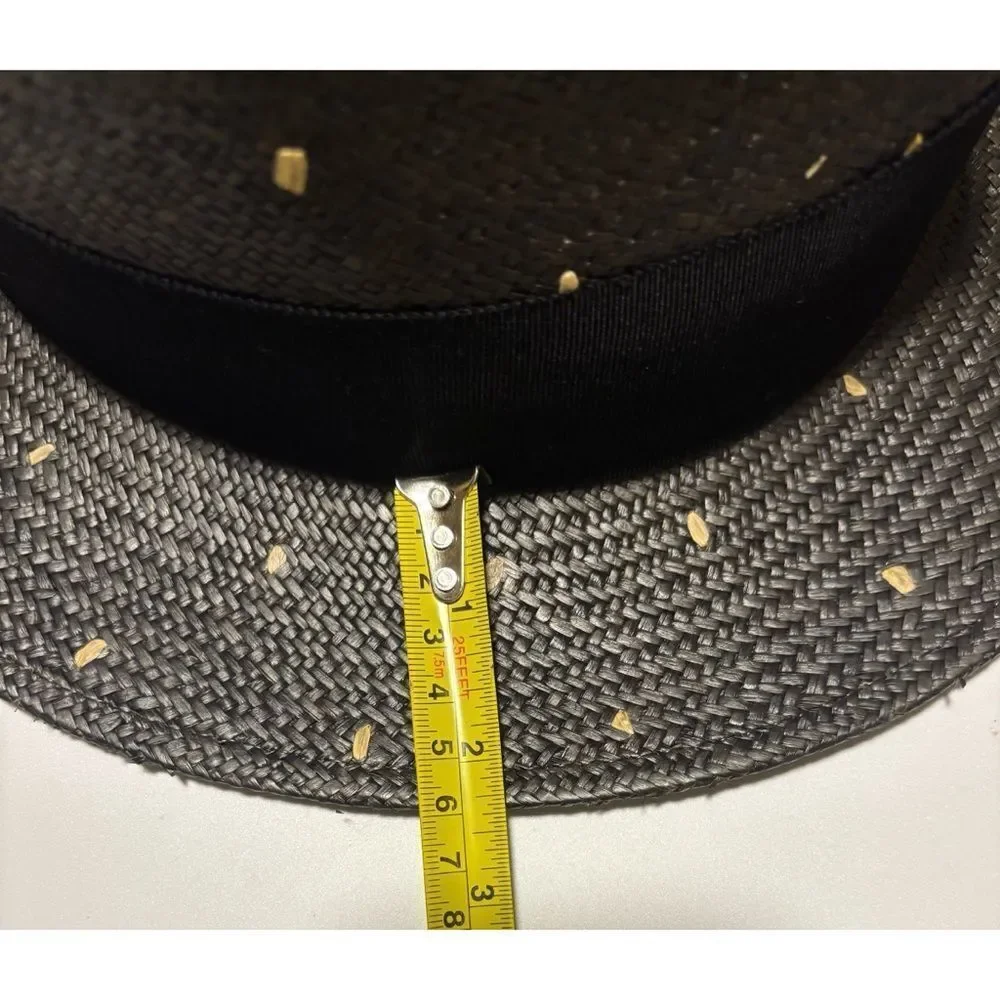 Rare Bailey Tor Straw Hat  in Black / Natural Dots Size L / New No Tags