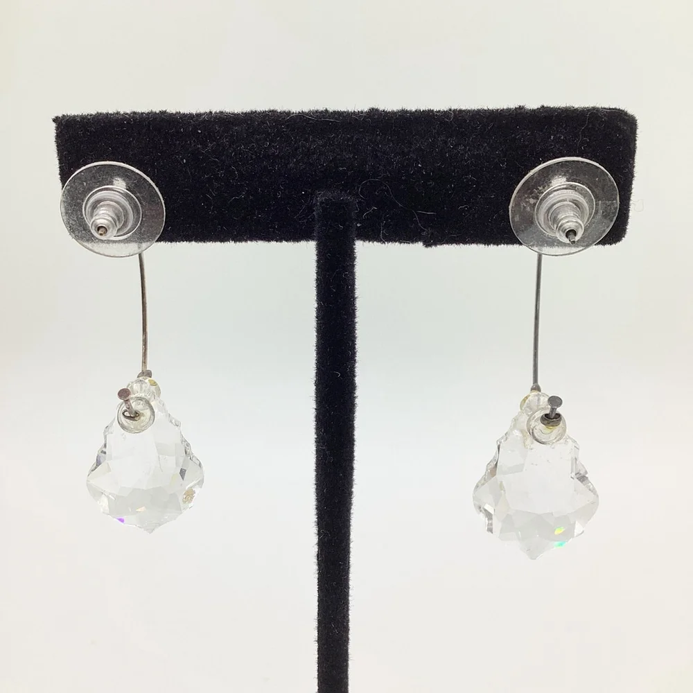 Half Hoop With Sparkly Crystal Pierced Earrings