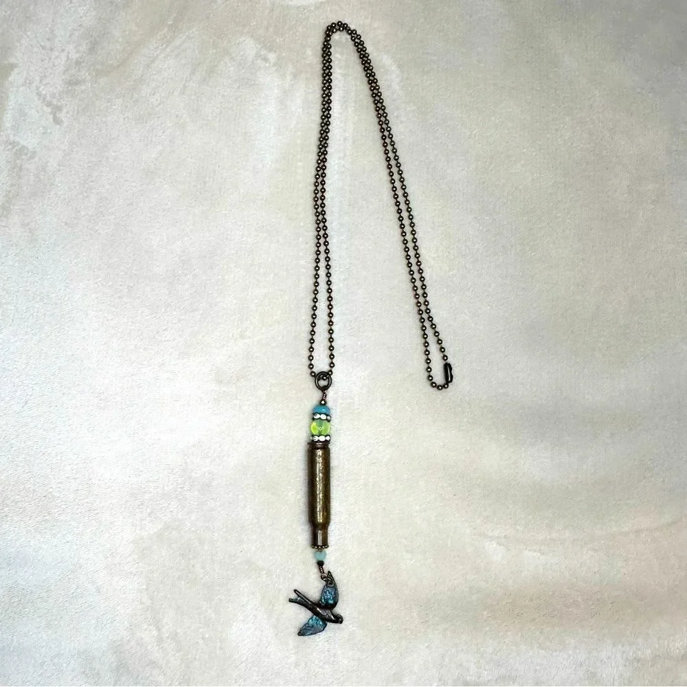 Swallow Bird Bullet Casing Handmade Necklace