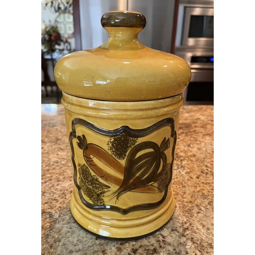VTG Cookie Jar Canister California LOS ANGELES POTTERIES USA Hand Painted 1962