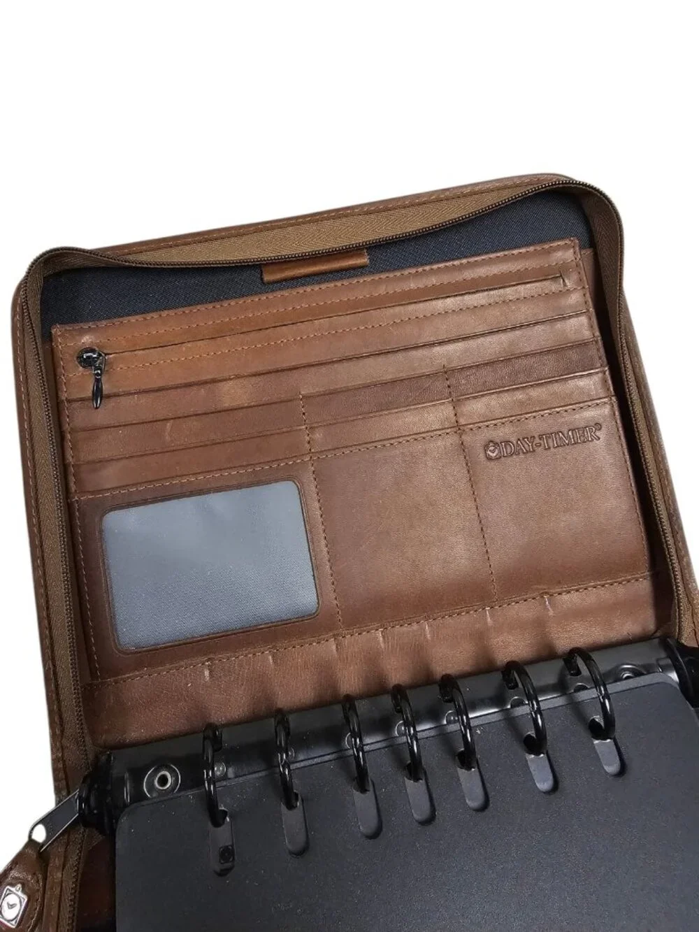Day-Timer distressed leather zippered planner cover