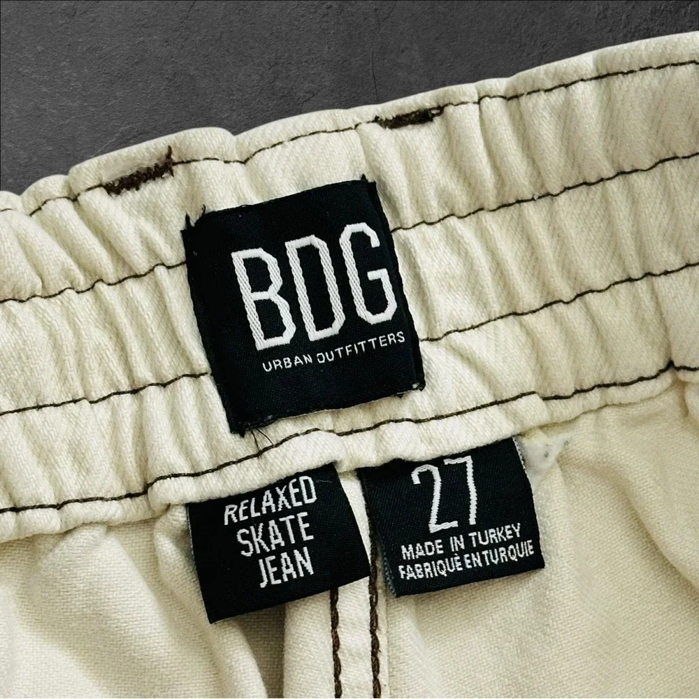 Urban Outfitters BDG Relaxed Skate Cargo‎ Jean 27 Off White Ivory Baggy Utility