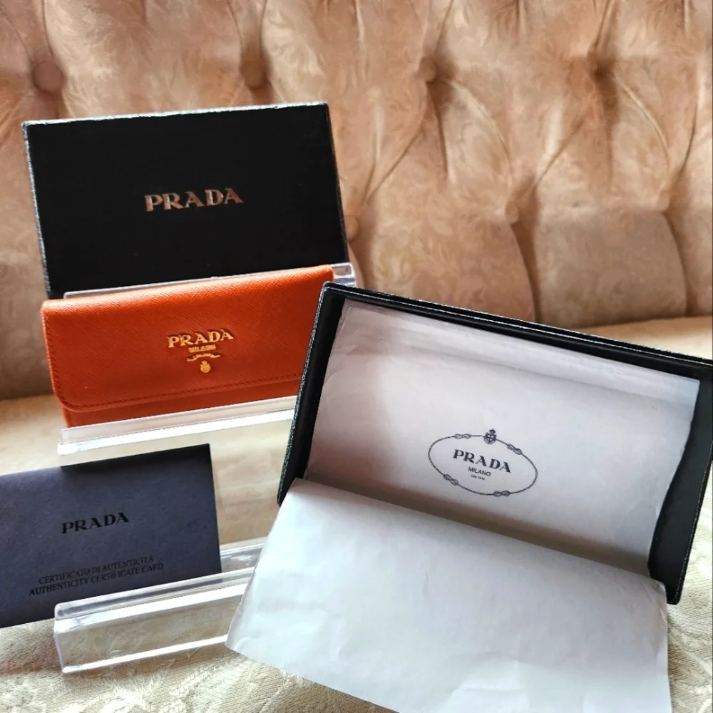 Prada Orange Saffiano Leather‎ Key-holder