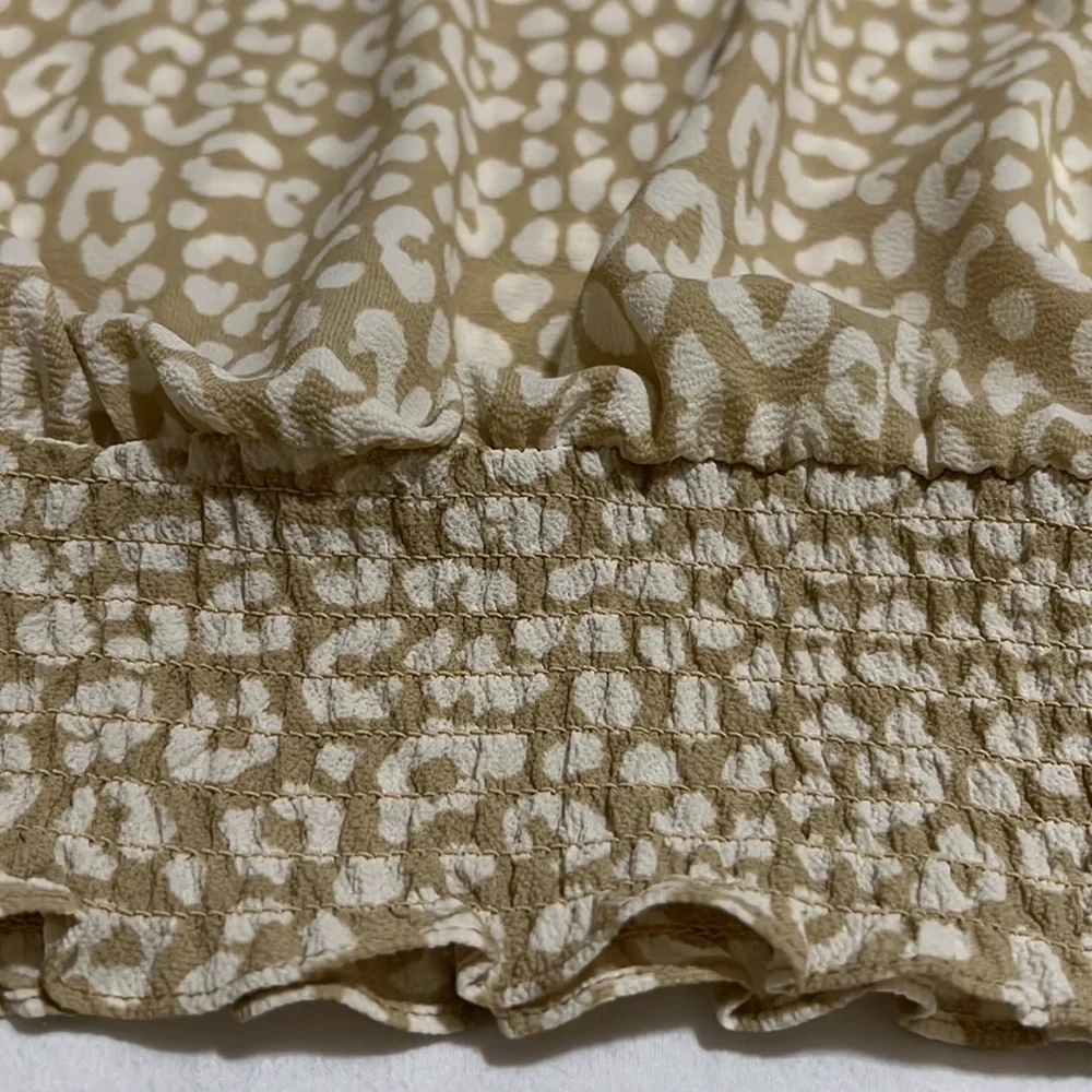 Michael Kors Giraffe Print Boat Neck Blouse Adjustable Sleeves
