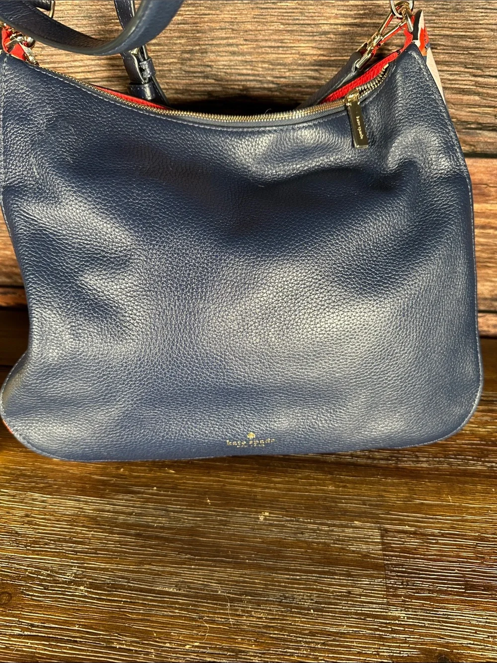 Kate Spade Kailee Tropical Toss shoulder bag in Navy Blue with Colorful pattern