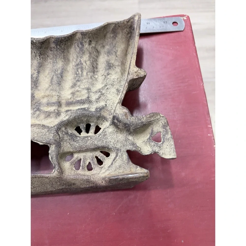 Antique Vintage Heavy Cast Iron Door Stop Old West Covered Carriage Wagon 12