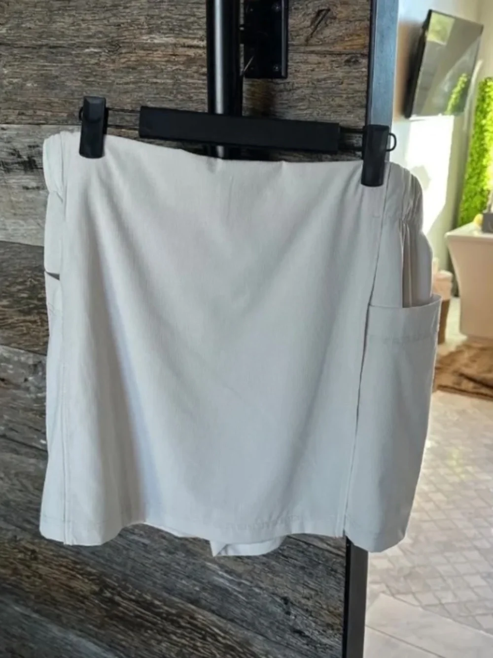 Z BY ZELLA Day Pass Woven Skort XL Grey Moonbeam Oatmeal Athletic Stretch