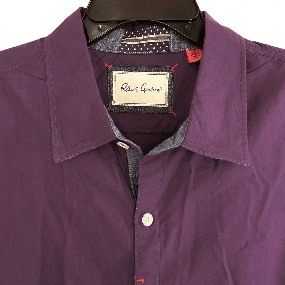 Robert Graham Mens 3XL Button Down Shirt Long Sleeve‎ Purple Designer EUC