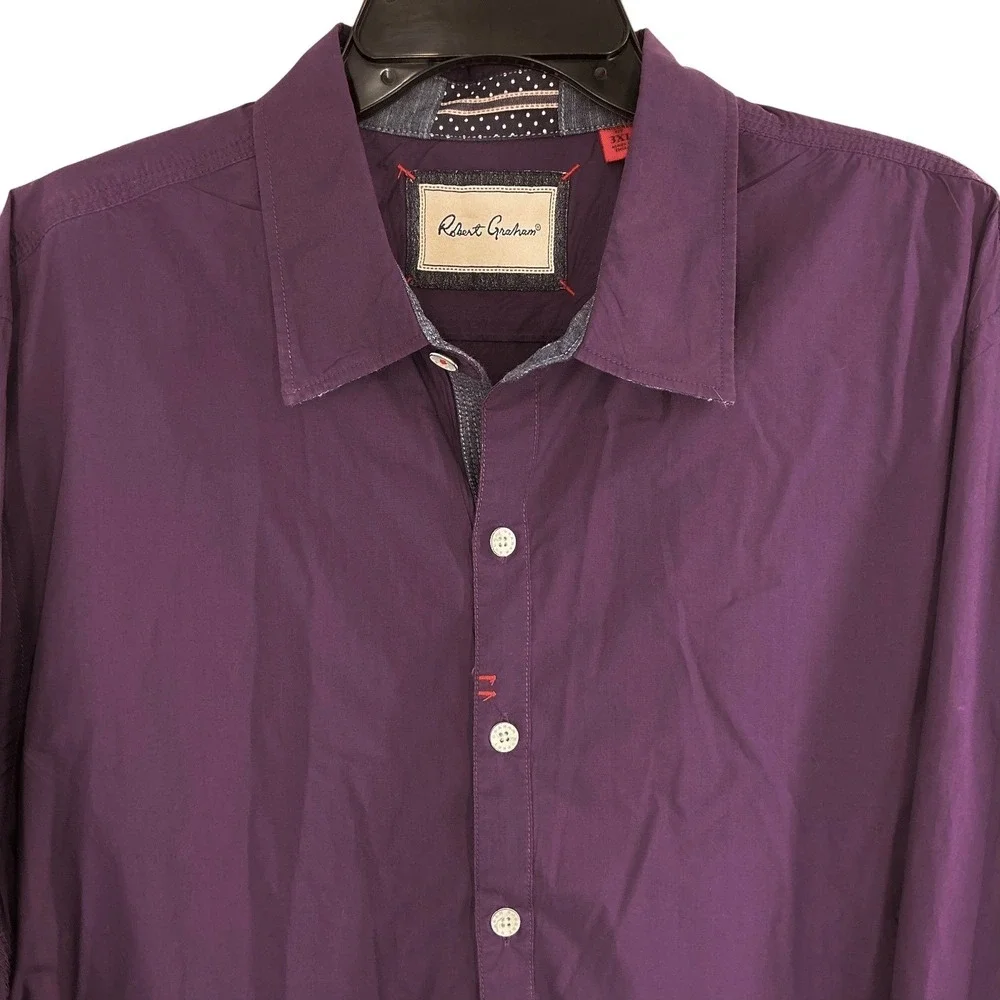 Robert Graham Mens 3XL Button Down Shirt Long Sleeve‎ Purple Designer EUC