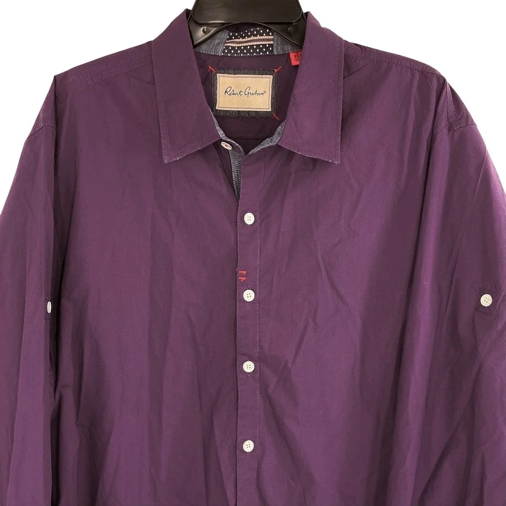 Robert Graham Mens 3XL Button Down Shirt Long Sleeve‎ Purple Designer EUC