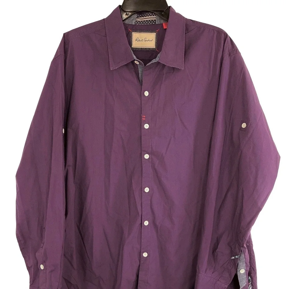 Robert Graham Mens 3XL Button Down Shirt Long Sleeve‎ Purple Designer EUC