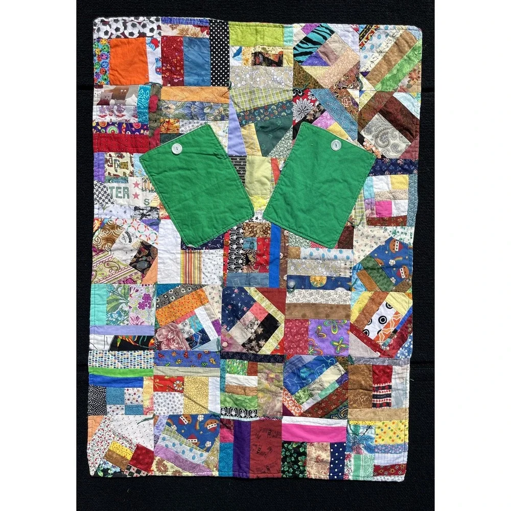 Handmade Patchwork Quilt Lap Throw Boho Scrappy Cotton Bright Multicolor