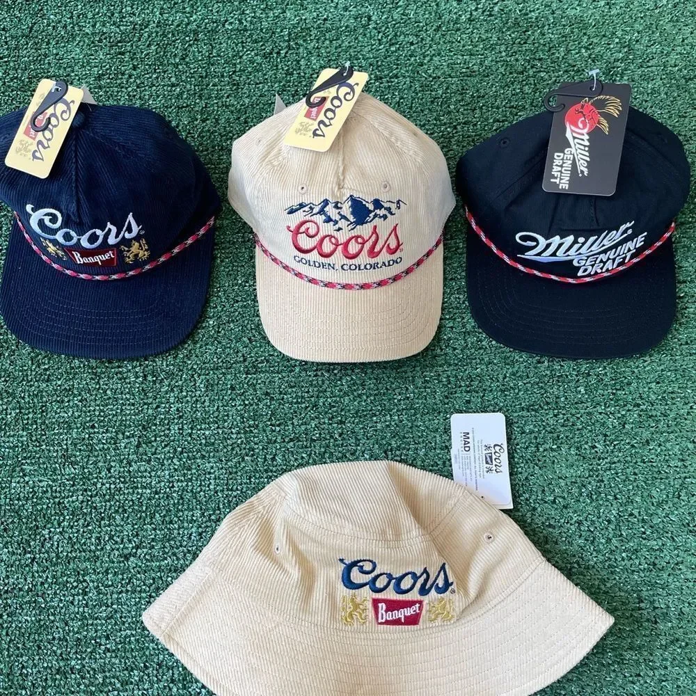 Coors | Miller‎ -  Banquet Corduroy Snapback Hat| Bucket Hat Vintage 90’s Style