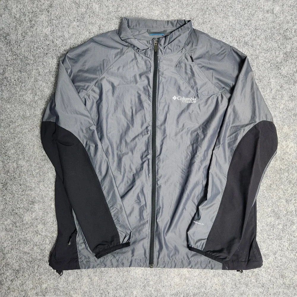 Columbia‎ Titanium Jacket Men XL Gray Omni Shield Baseplate Full Zip Gorpcore