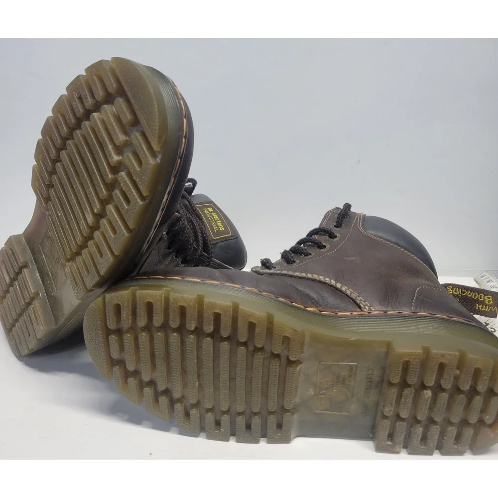 Dr Martens Industrial Work soft toe AirWair Boots‎ Brown Leather Lace Up Size 9