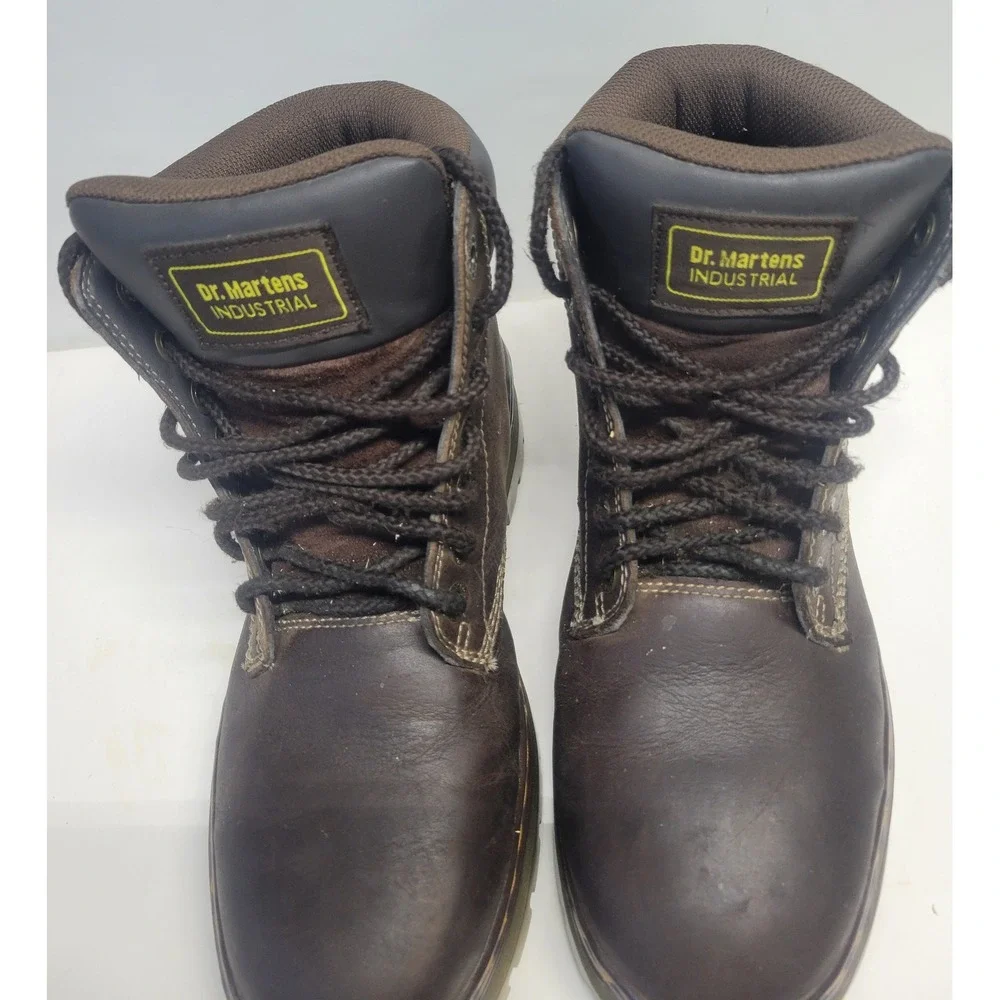 Dr Martens Industrial Work soft toe AirWair Boots‎ Brown Leather Lace Up Size 9