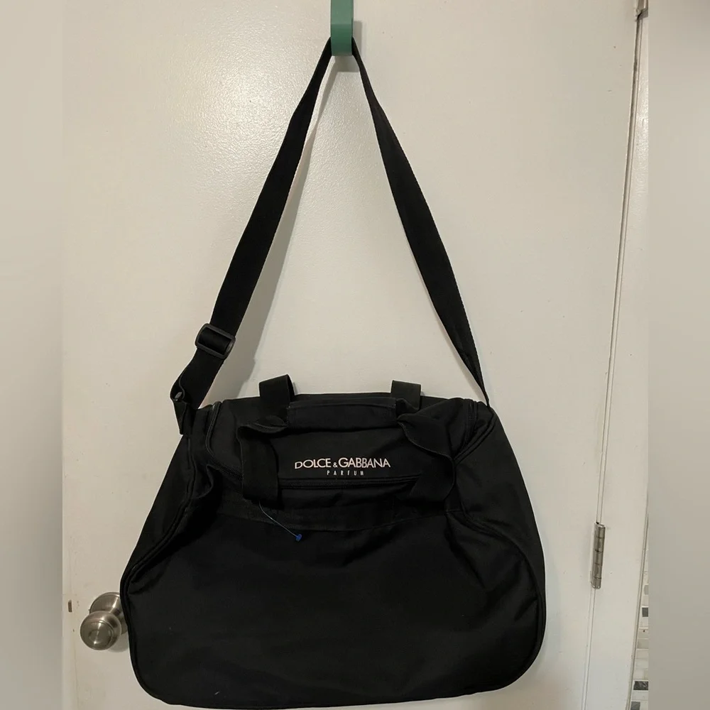Authentic Dolce & Gabbana parfum Black Nylon Large duffle Bag 19” x 9” x 11”