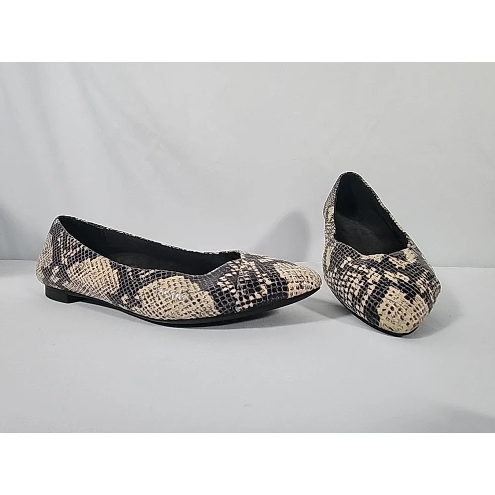 Vionic Caballo Snake Print Pointed Toe Ballet Flats Slip On Shoes Preppy Women 8