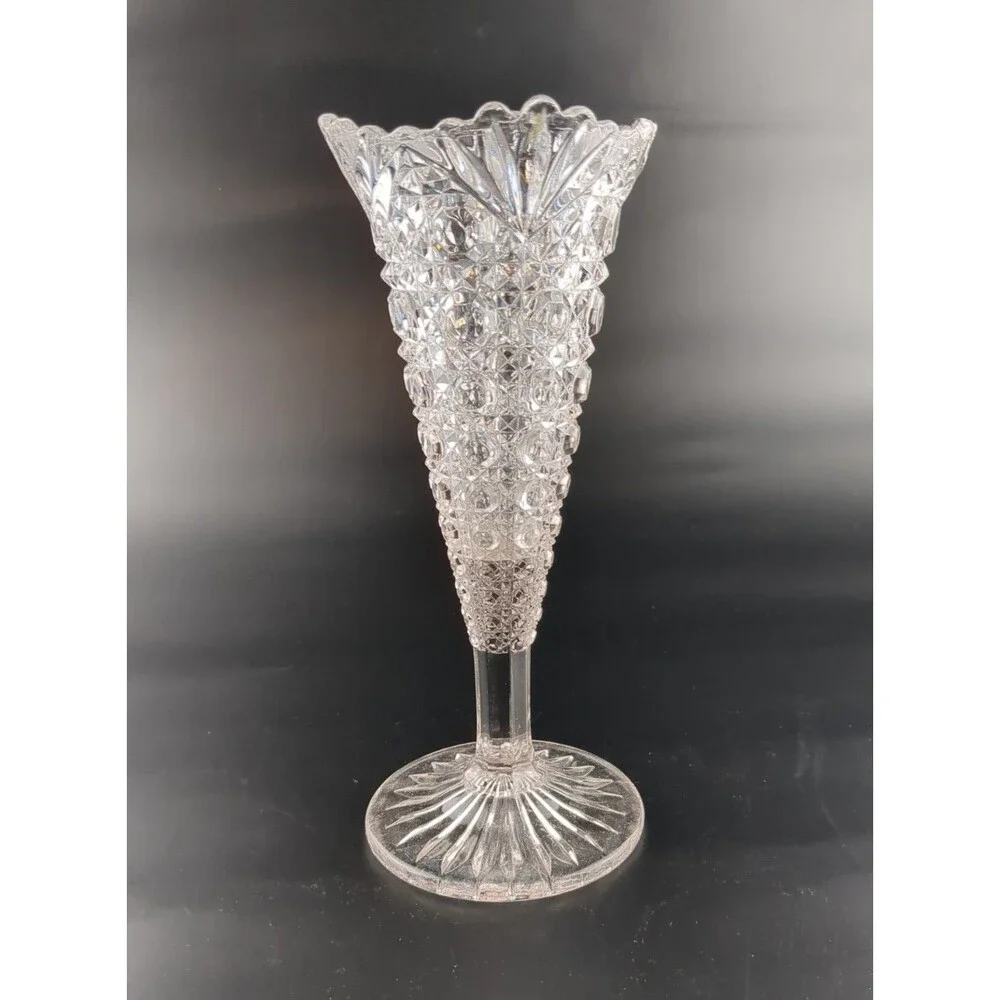 Vintage Brilliant Clear Cut Glass Bud Vase 6