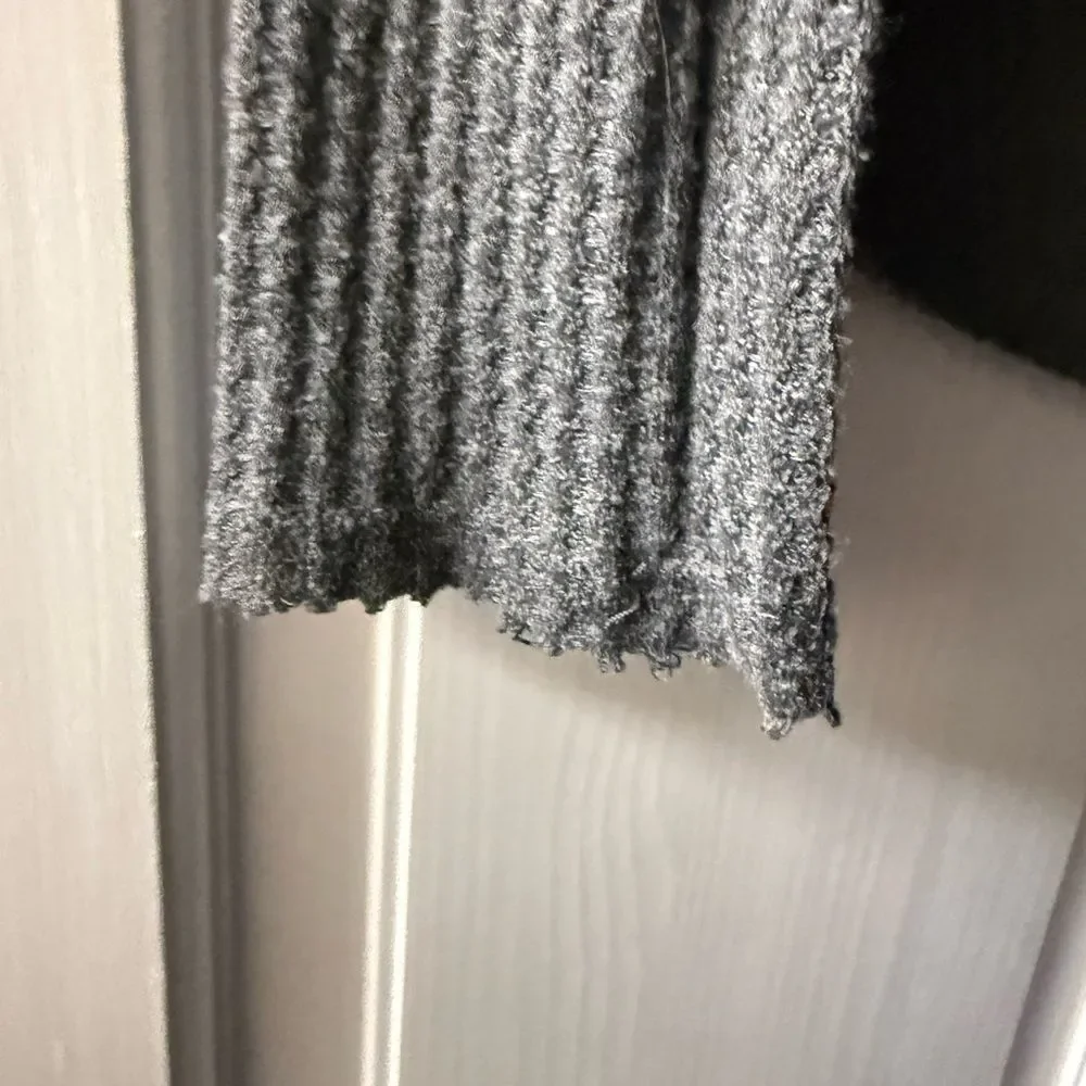 Daytrip Surplice Top Long Sleeve Waffle Knit Top in Charcoal Gray