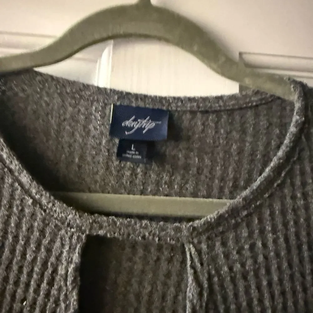 Daytrip Surplice Top Long Sleeve Waffle Knit Top in Charcoal Gray