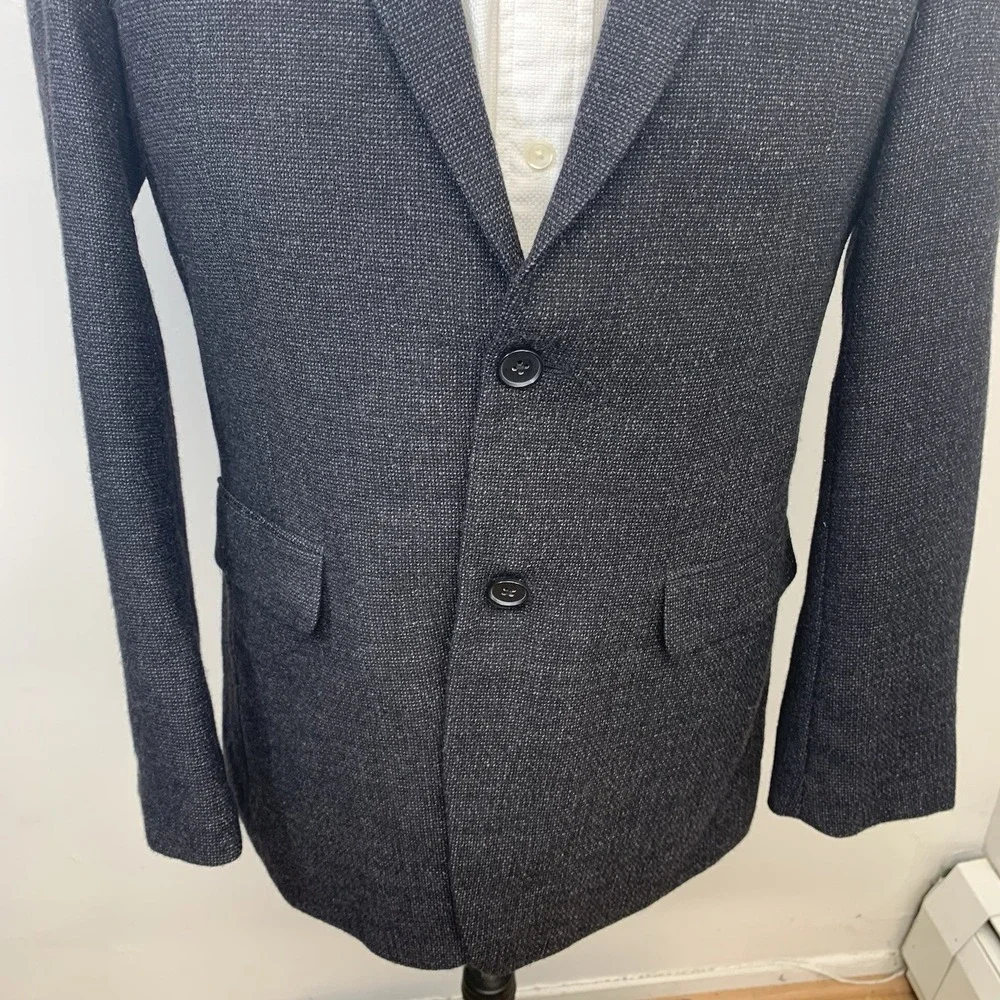 Tommy Hilfiger Sport Coat Blazer Black Tweed 40 R Wool  2 Button Business  Work