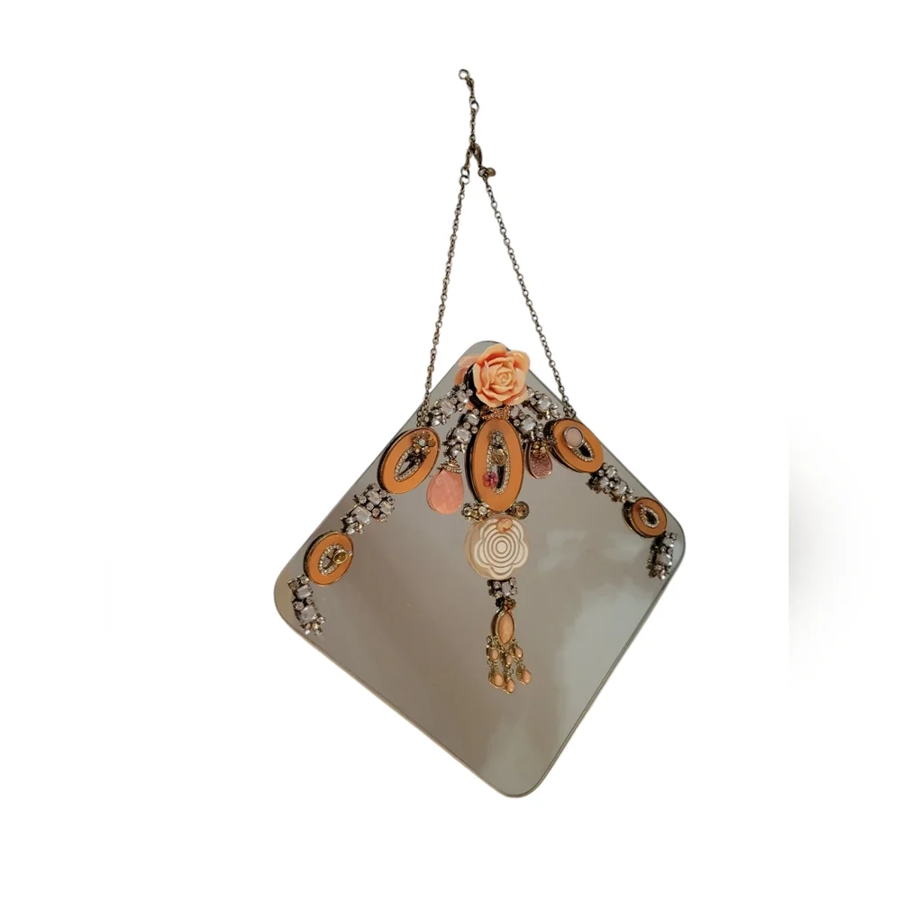 Accent Hanging Mirror Upcycled Jewelry