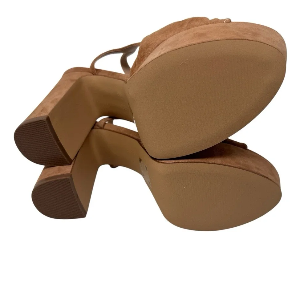 Draper James Paloma‎ Platform Heel Tan Sandal Suede Size 8.5 Heels 90s Y2K