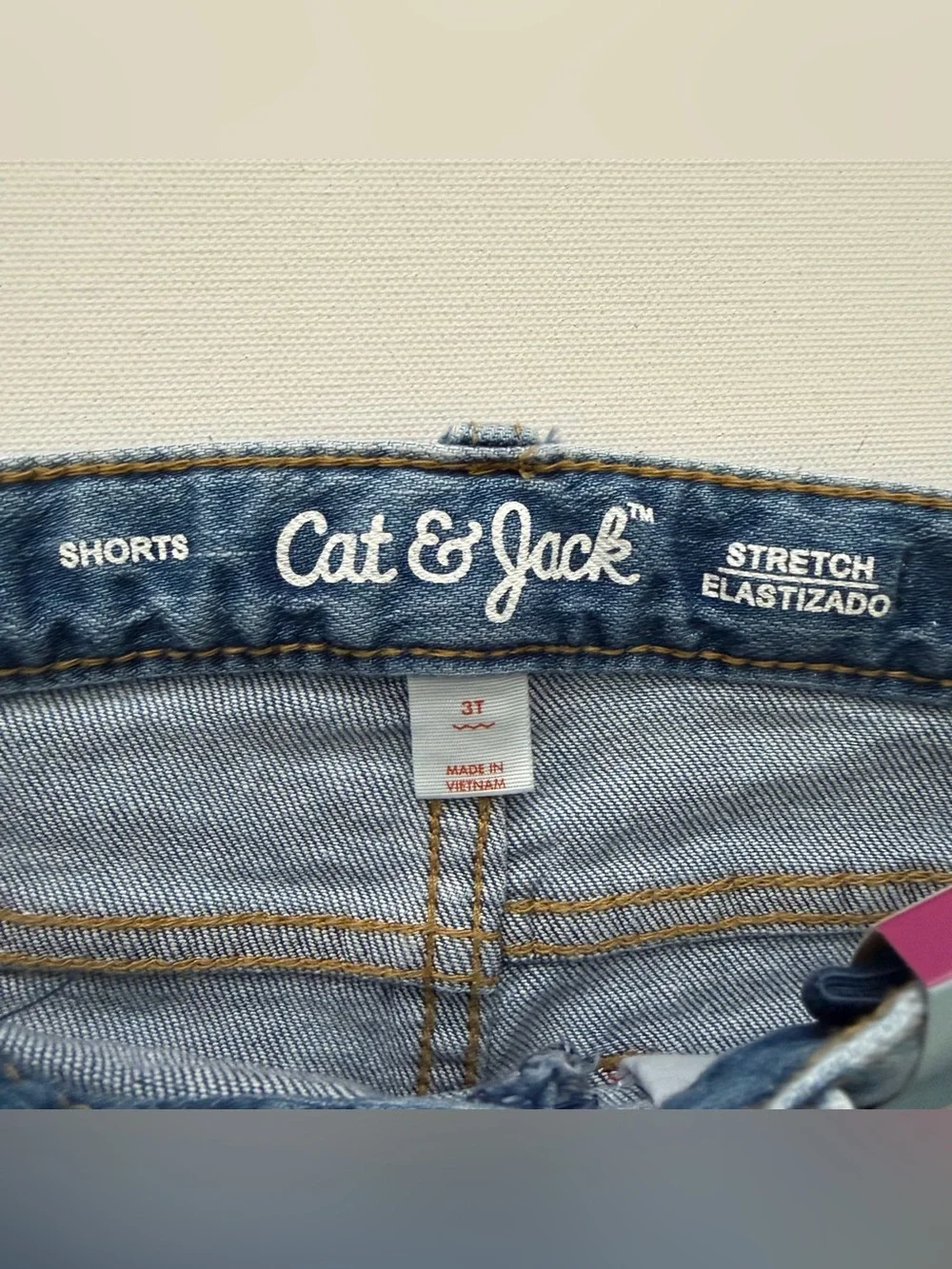 Cat & Jack Denim Shorts with Red White Blue Floral Embroidery Size 3T