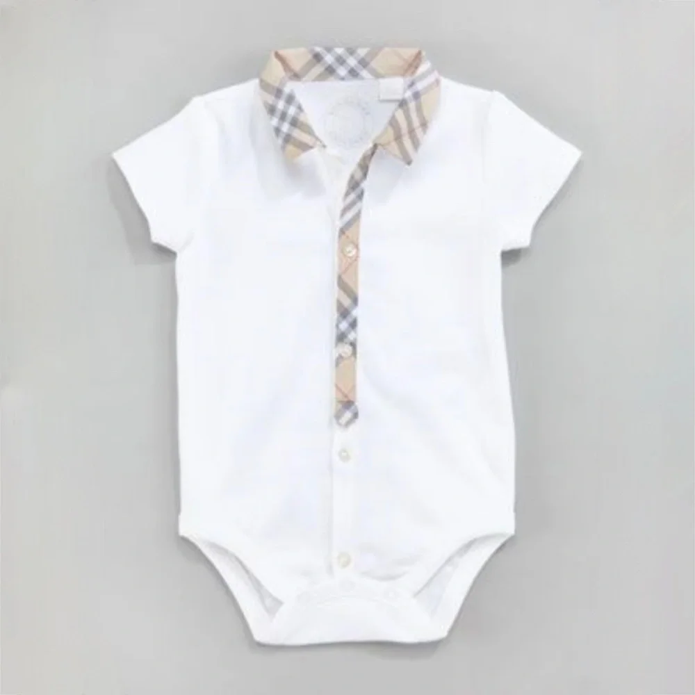 Burberry White Tannar Check-Placket Boys Jersey Playsuit 12M 73/48 New with Tags