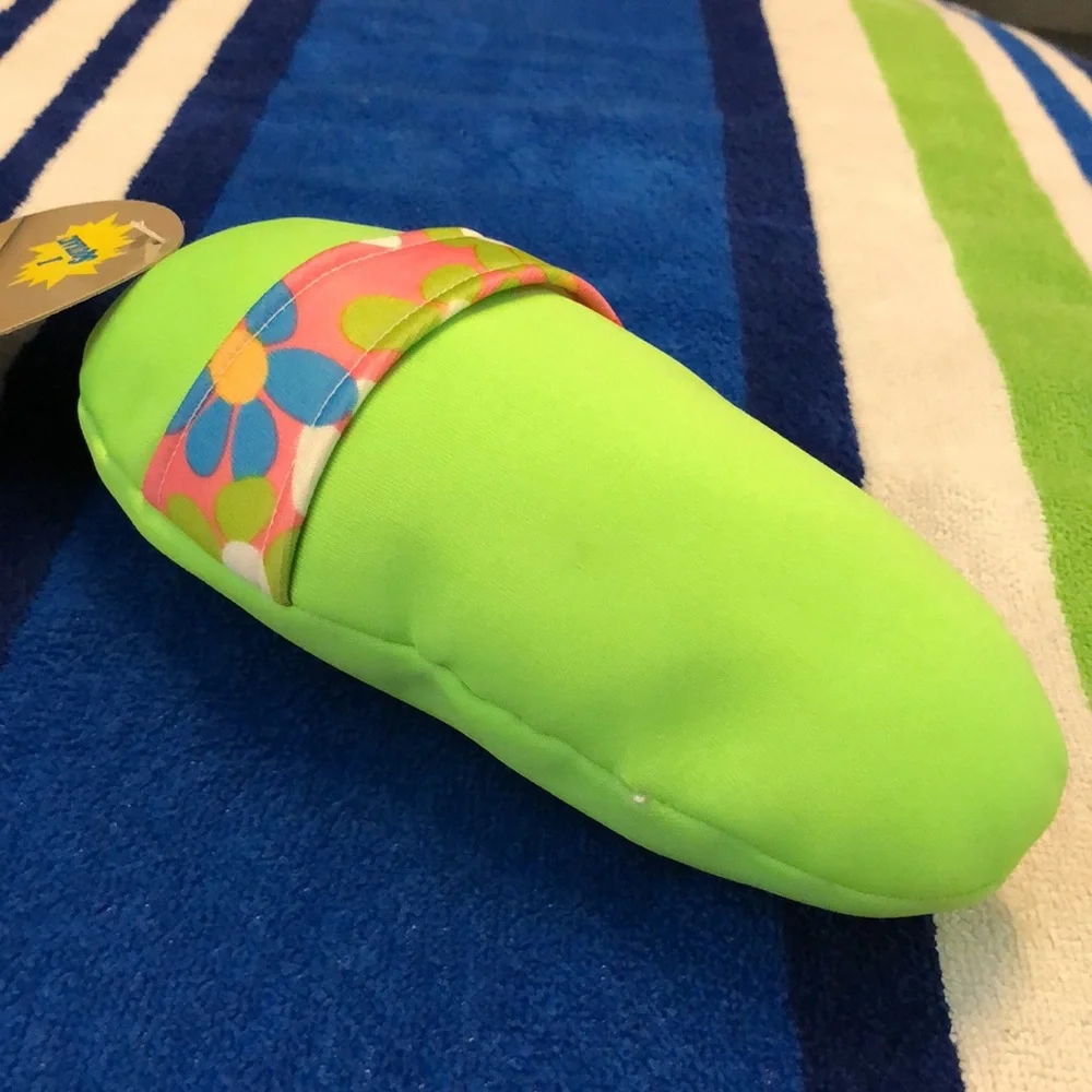 Bark & Purr Squeeze Dog Toy Floral Aloha Print Slipper Squeaky 8” x 4” New NWT
