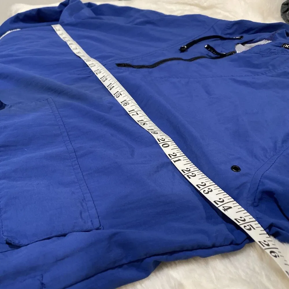 London Fog Mens‎ Royal Blue Hooded Anorak Half Zip Windbreaker Jacket Size M