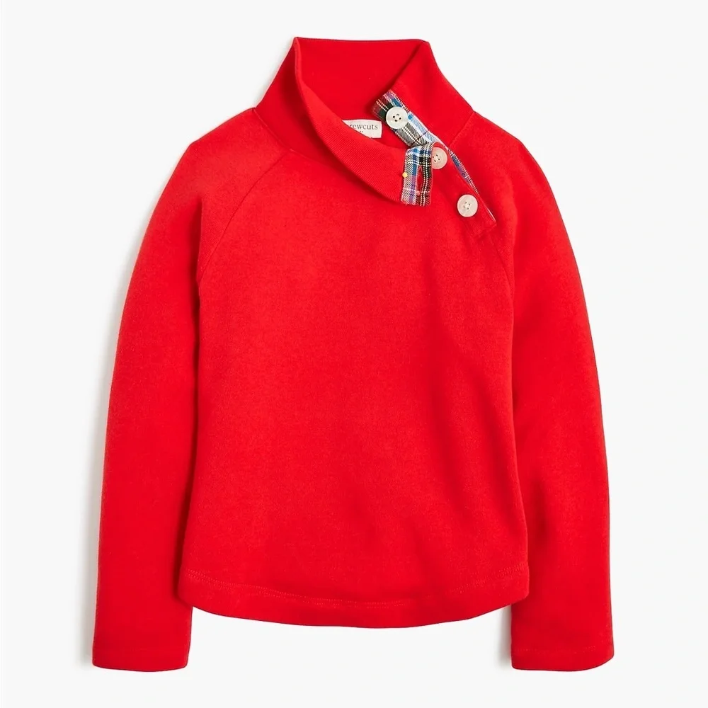 J.Crew Crewcuts Girls Button Neck Pullover Red NWT