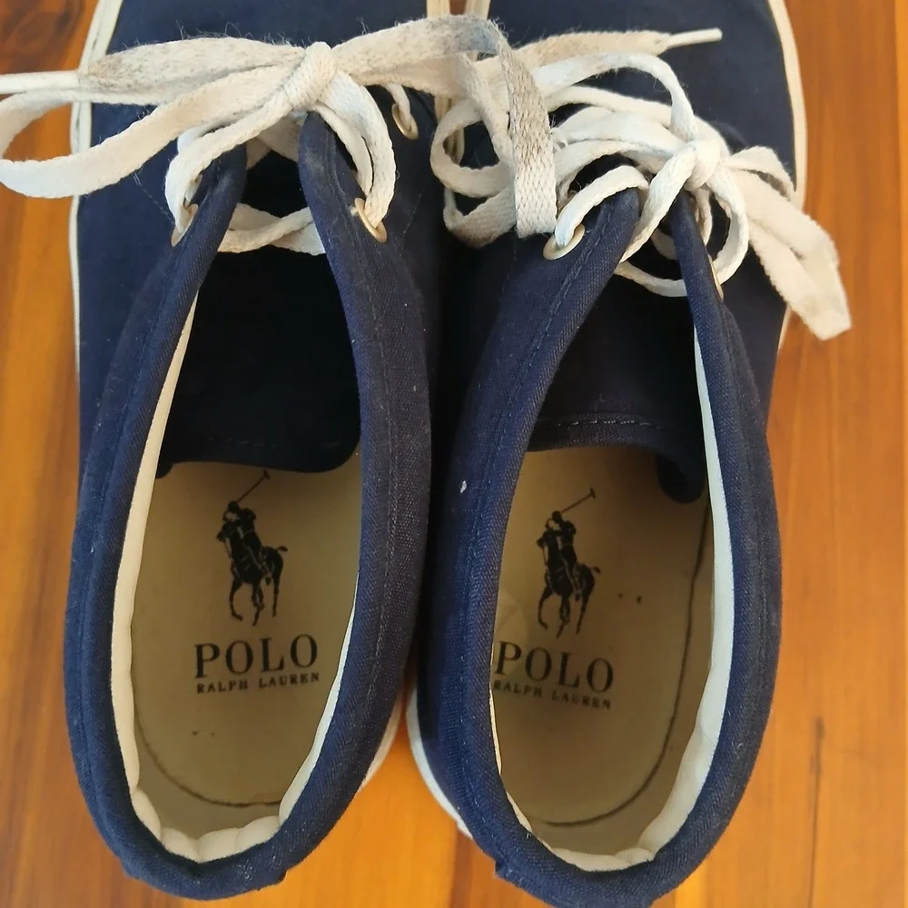 Polo Ralph Lauren Keaton Chukka Navy Canvas Sneakers Mens Size‎ 7.5 Mid Boots