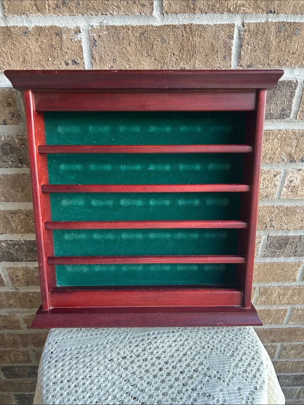 Vintage Wooden golf ball shelf with Green Felt Display