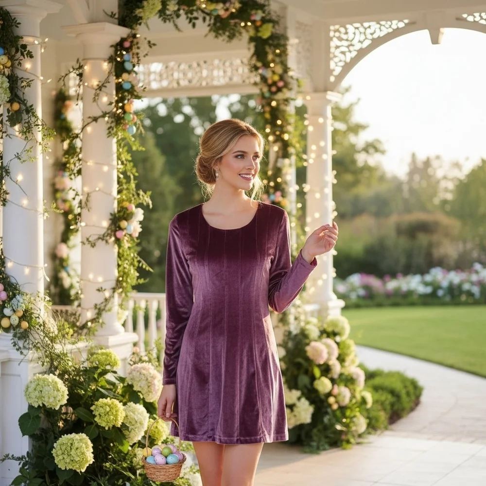 Soft Surroundings Velvet Elegance - Mauve Dress with Luxurious Comfort Sz M