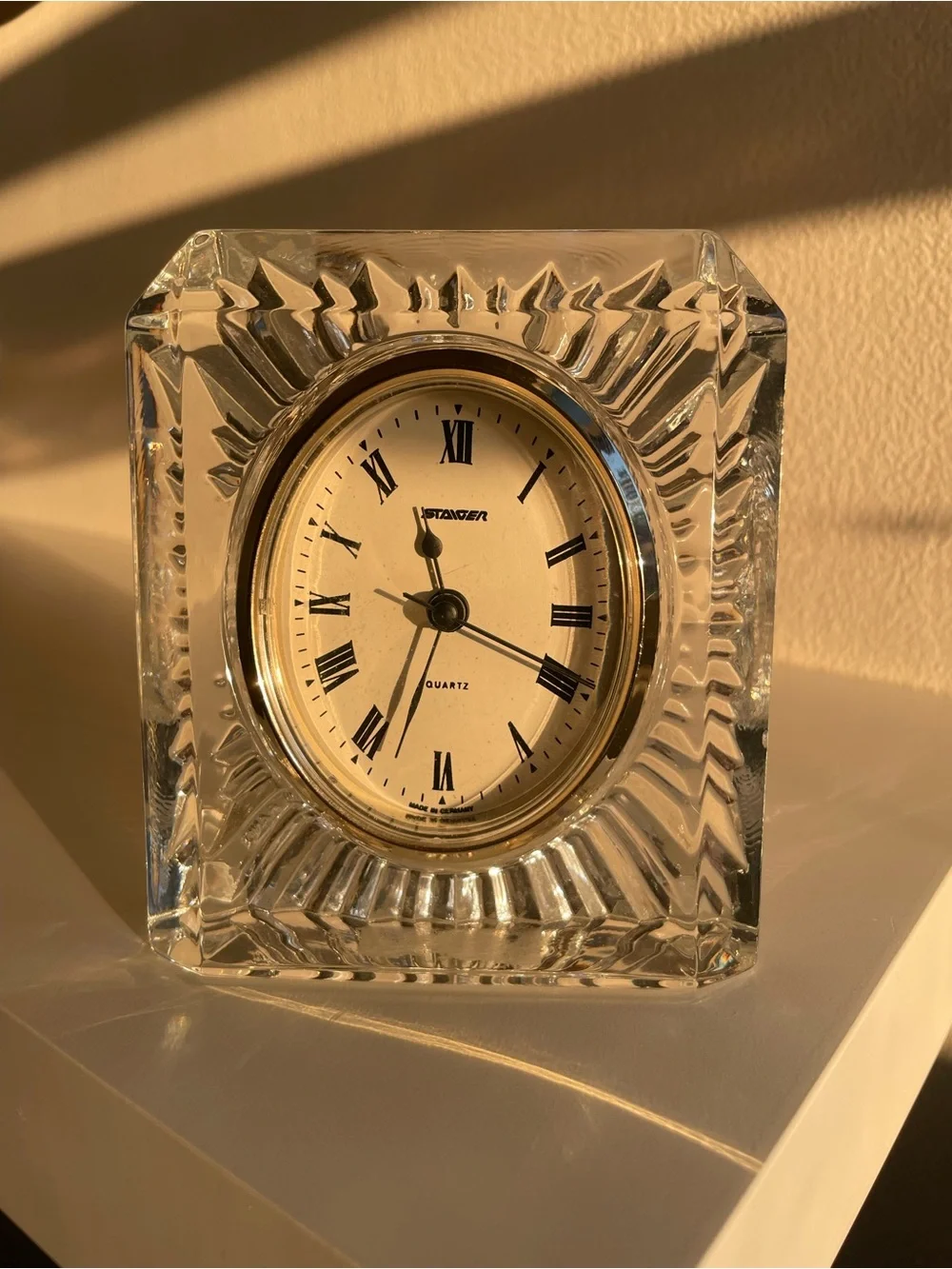 Vintage Staiger Lead Crystal Quartz Table Clock