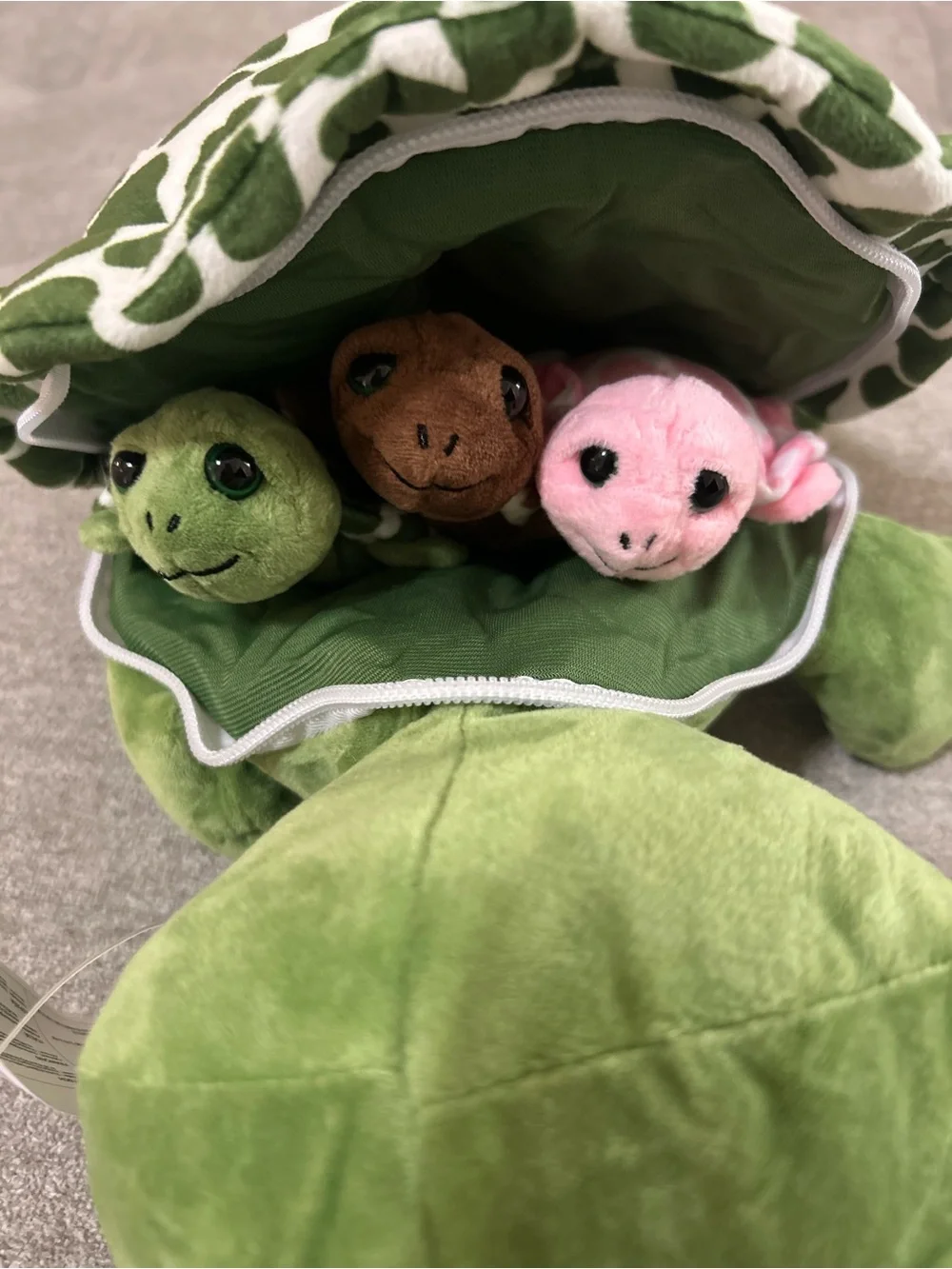MorisMos Plush Sea Turtle with zippered pouch and 3 babies