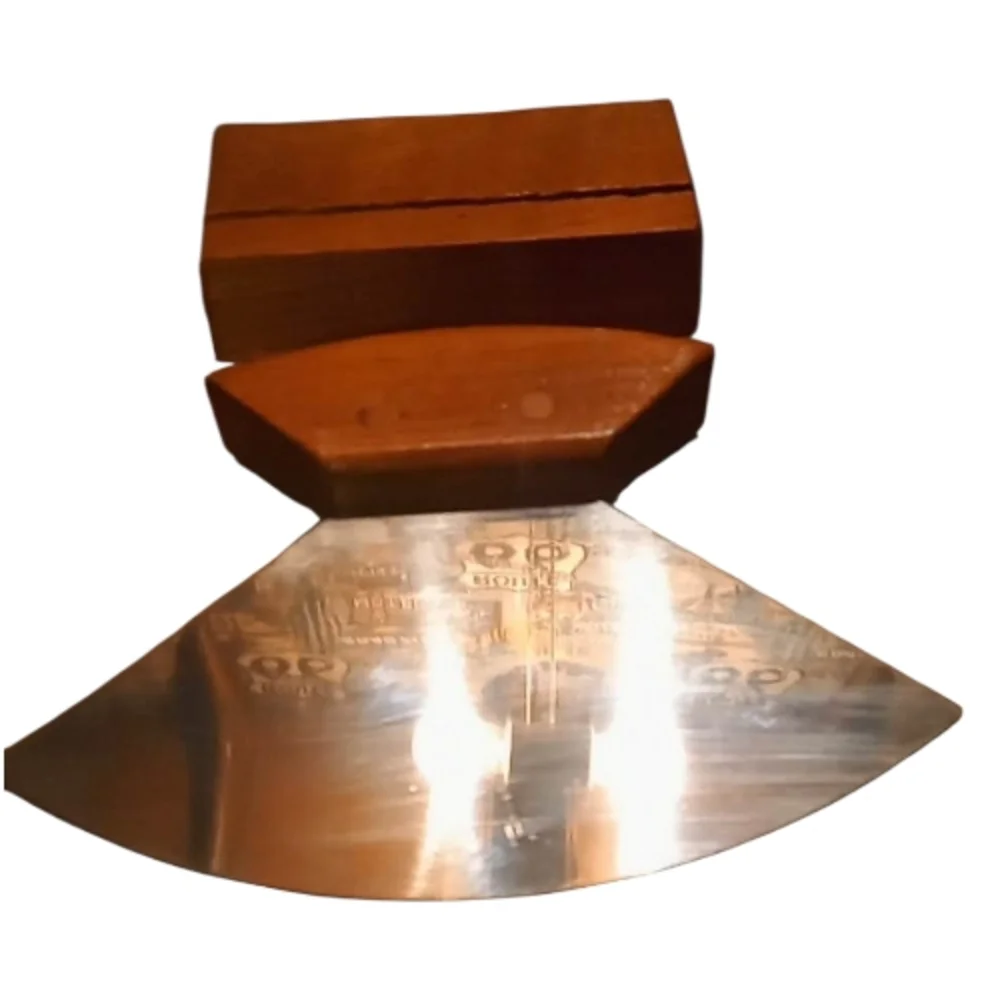 Alaskan Ulu knife with a wooden tabletop stand!