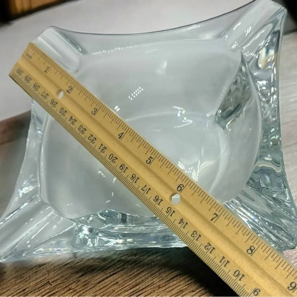 Deluxe Clear Glass Ashtray l Square 4x4 l NIB