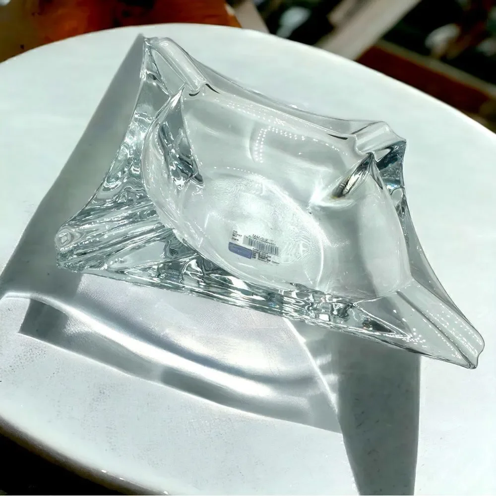 Deluxe Clear Glass Ashtray l Square 4x4 l NIB