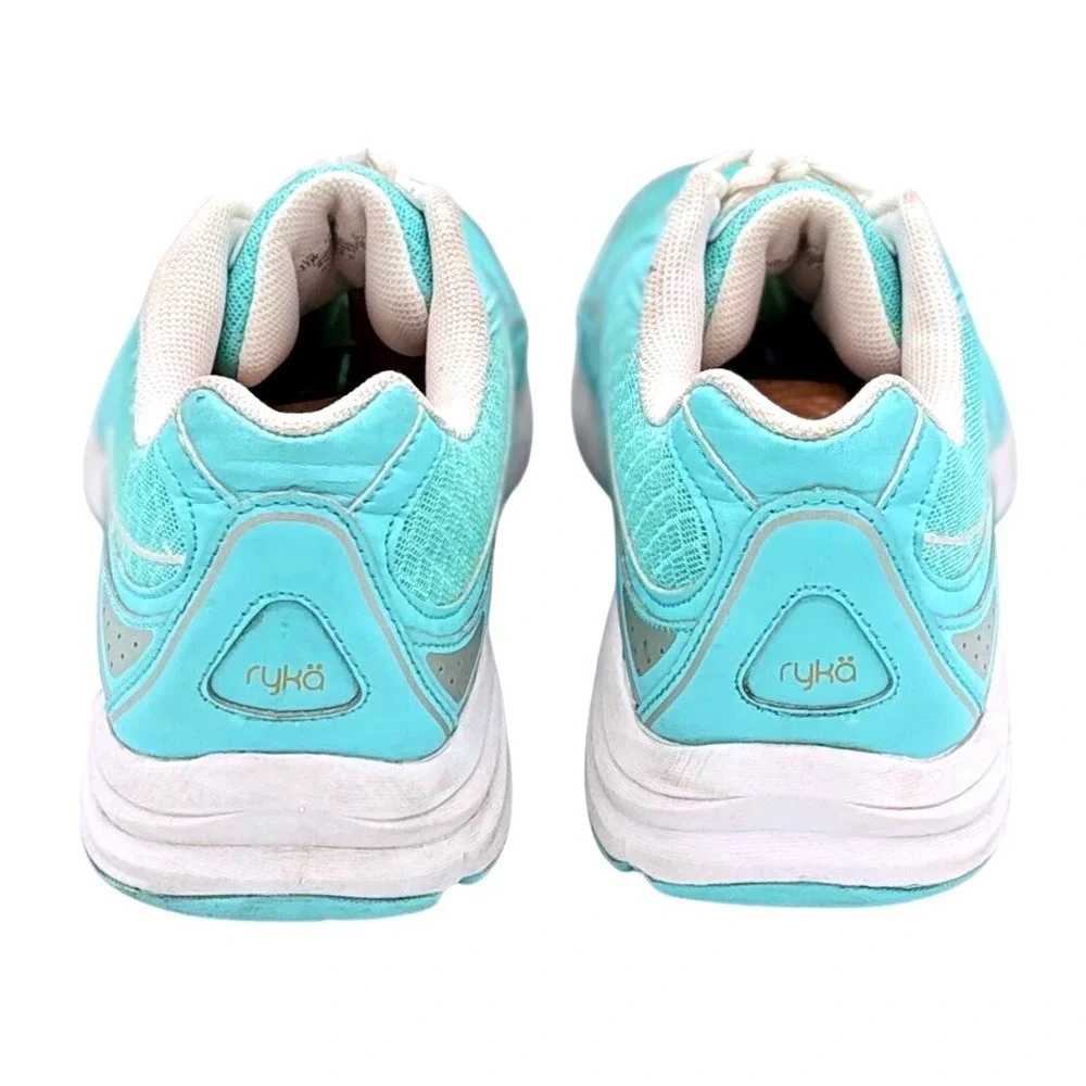 Ryka Glide Walk S Women 11W Walking Shoes Turquoise Silver Mesh Leather Sneakers