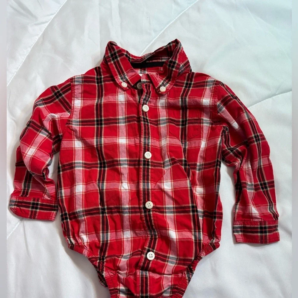 Gymboree Red Plaid Shirt button down with collar- 12-18 months